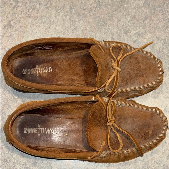 Minnetonka Tan Suede Loafers - Picture 2 of 6